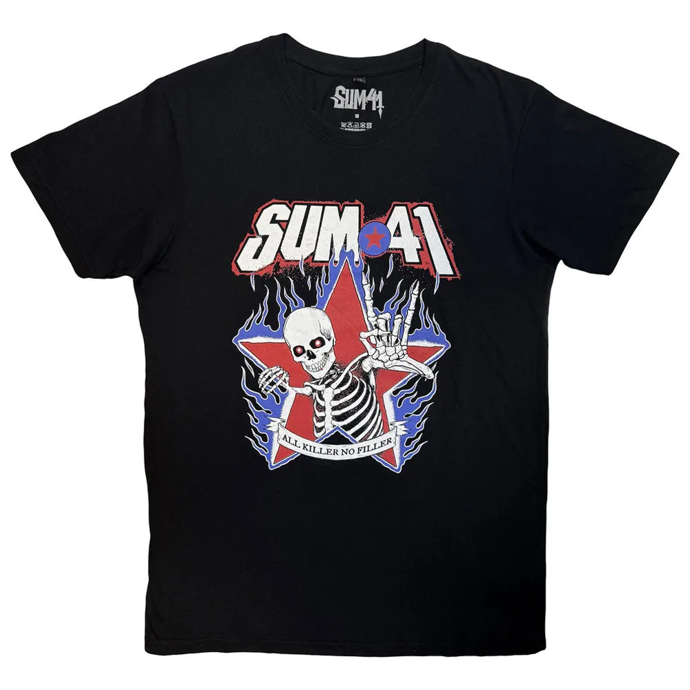 Sum 41 All Killer No Filler Skeleton Premium Carbon Finish T Shirt sold by Paradiso Clothing