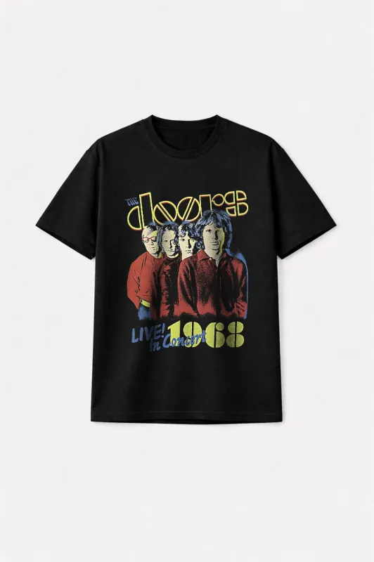 The Doors Live In Concert 1968 Premium Carbon Finish T Shirt made by Paradiso Clothing