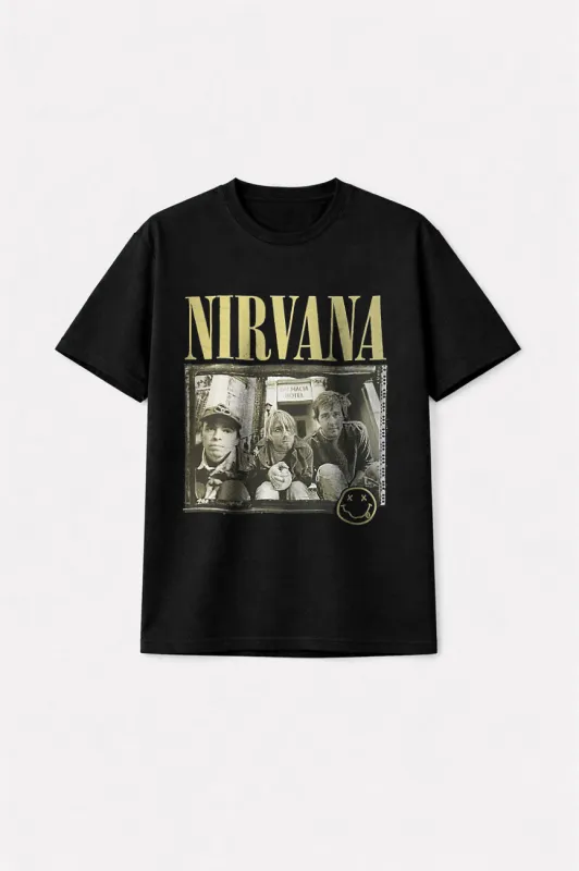 Nirvana Nevermind 91 Hotel Photo Premium Carbon Finish T Shirt sold by Paradiso Clothing