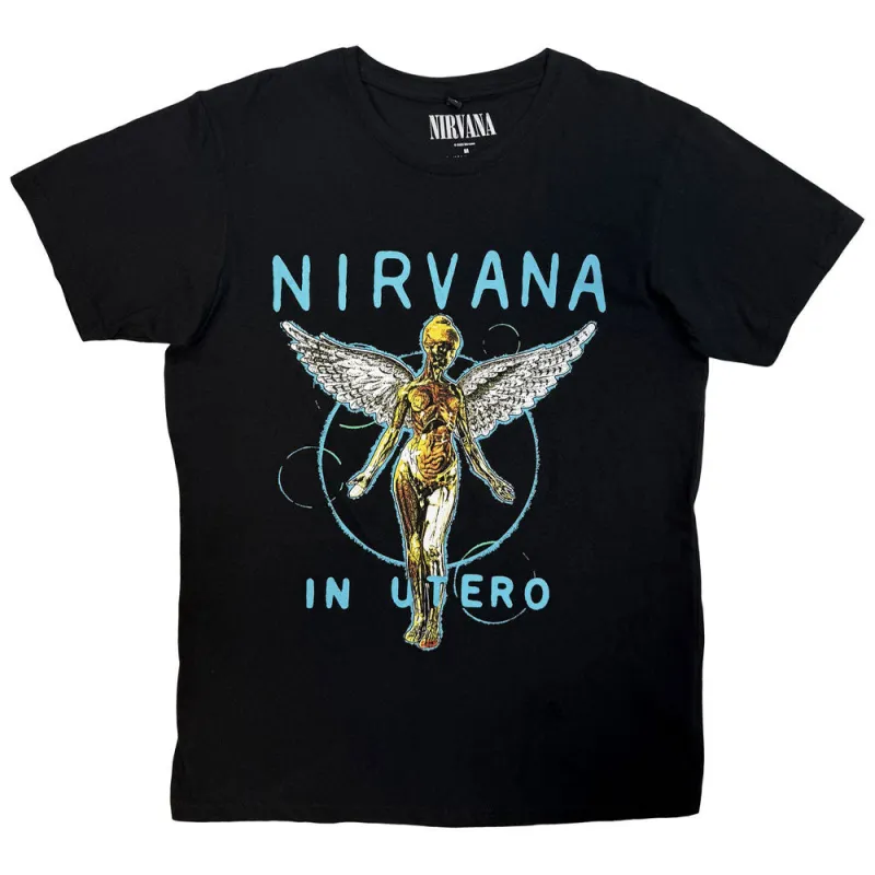 Nirvana In Utero Neon Blue Premium Carbon Finish T Shirt sold by Paradiso Clothing