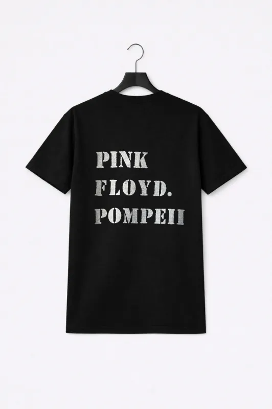 Pink Floyd Pompeii Stencil Premium Carbon Finish T Shirt made by Pink Floyd