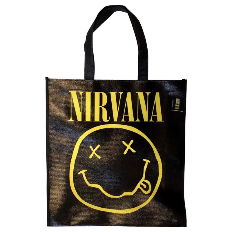 Nirvana Yellow Grunge Face Eco Shopper Bag sold by Paradiso Clothing
