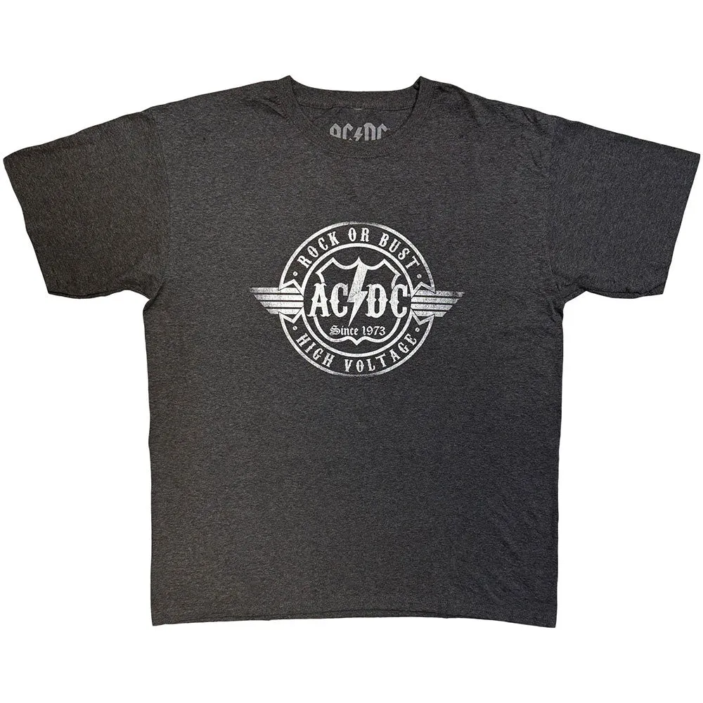 AC/DC Unisex T-Shirt: Rock or Bust (Heather Grey) sold by Paradiso Clothing