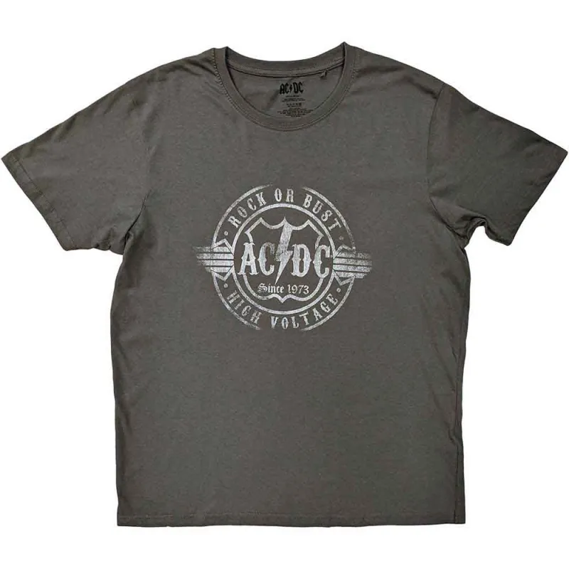 AC/DC Unisex T-Shirt: Rock or Bust (Charcoal Grey) sold by Paradiso Clothing
