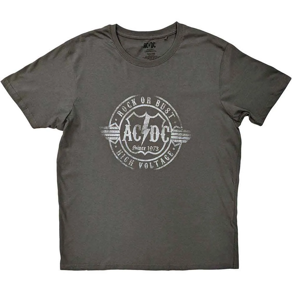 AC/DC Unisex T-Shirt: Rock or Bust (Charcoal Grey) sold by Paradiso Clothing