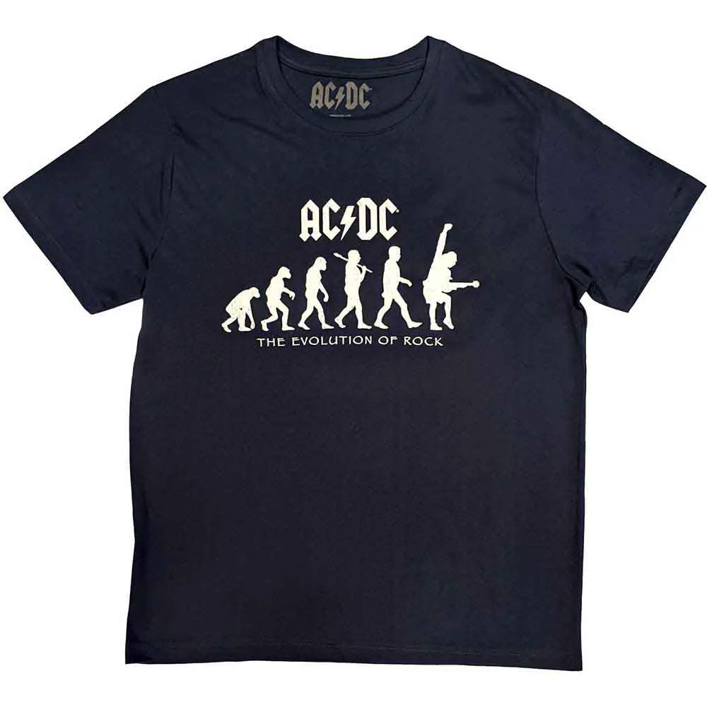 AC/DC Unisex T-Shirt: Evolution of Rock (Navy Blue) sold by Paradiso Clothing