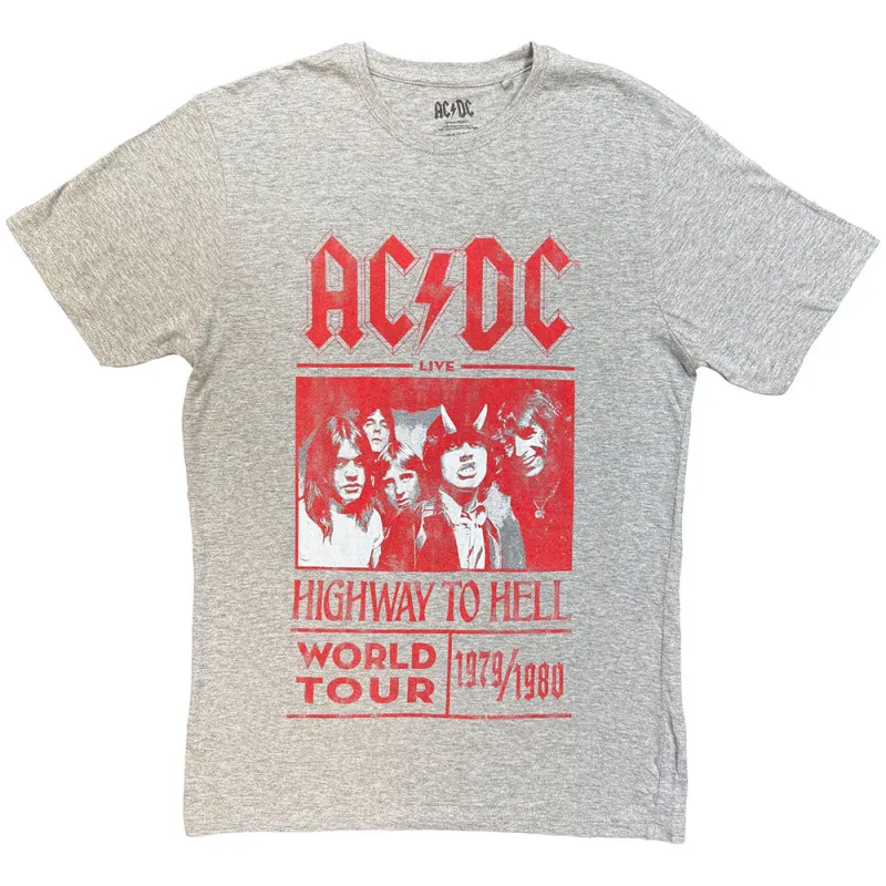 AC/DC Unisex T-Shirt: Highway to Hell World Tour 1979/1980 (Grey) made by AC/DC