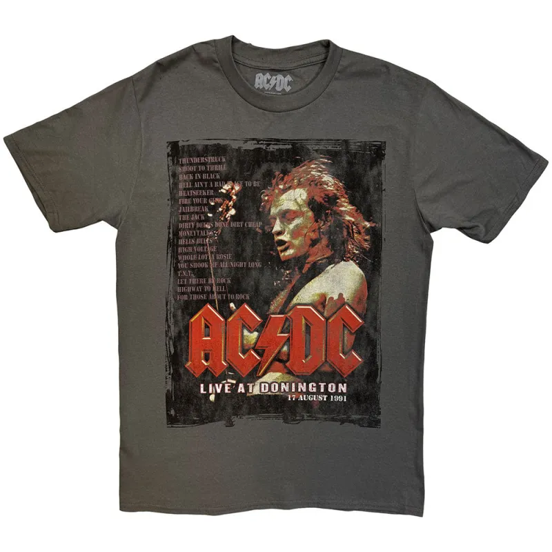AC/DC Unisex T-Shirt: Donington Set (Charcoal Grey) made by Paradiso Clothing