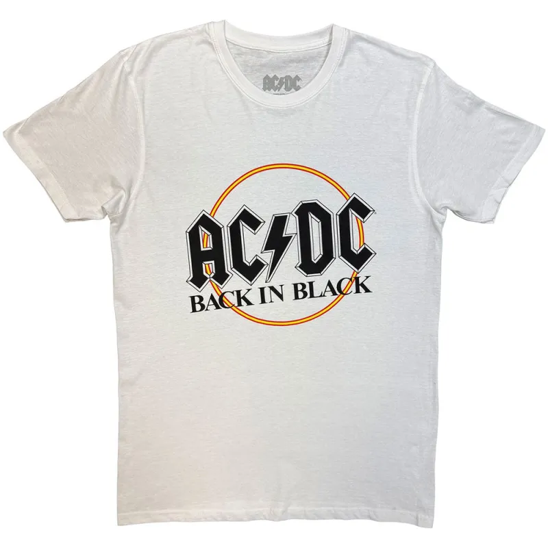 AC/DC Unisex T-Shirt: Back in Black (White) sold by Paradiso Clothing