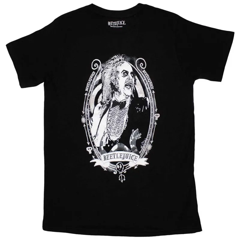 Beetlejuice Unisex T-Shirt: Beetle Frame (Black) made by Paradiso Clothing