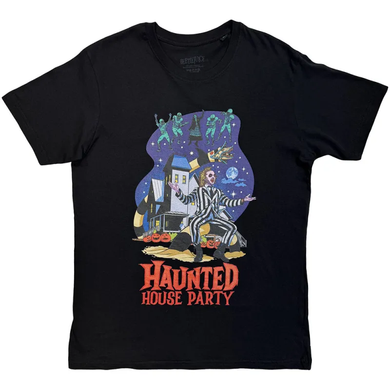 Beetlejuice Unisex T-Shirt: Haunted House Party (Black) made by Paradiso Clothing