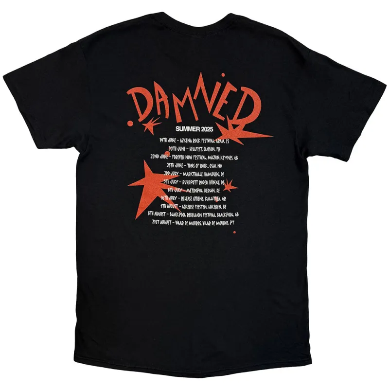 The Damned Unisex T-Shirt: Cartoon EU Tour Summer 25 (Black) (Back Print) (Ex-Tour) made by Paradiso Clothing