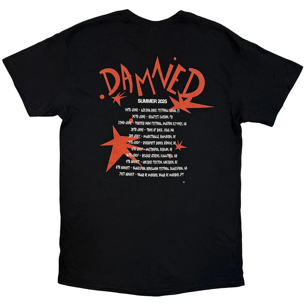 The Damned Unisex T-Shirt: Cartoon EU Tour Summer 25 (Black) (Back Print) (Ex-Tour) sold by Paradiso Clothing