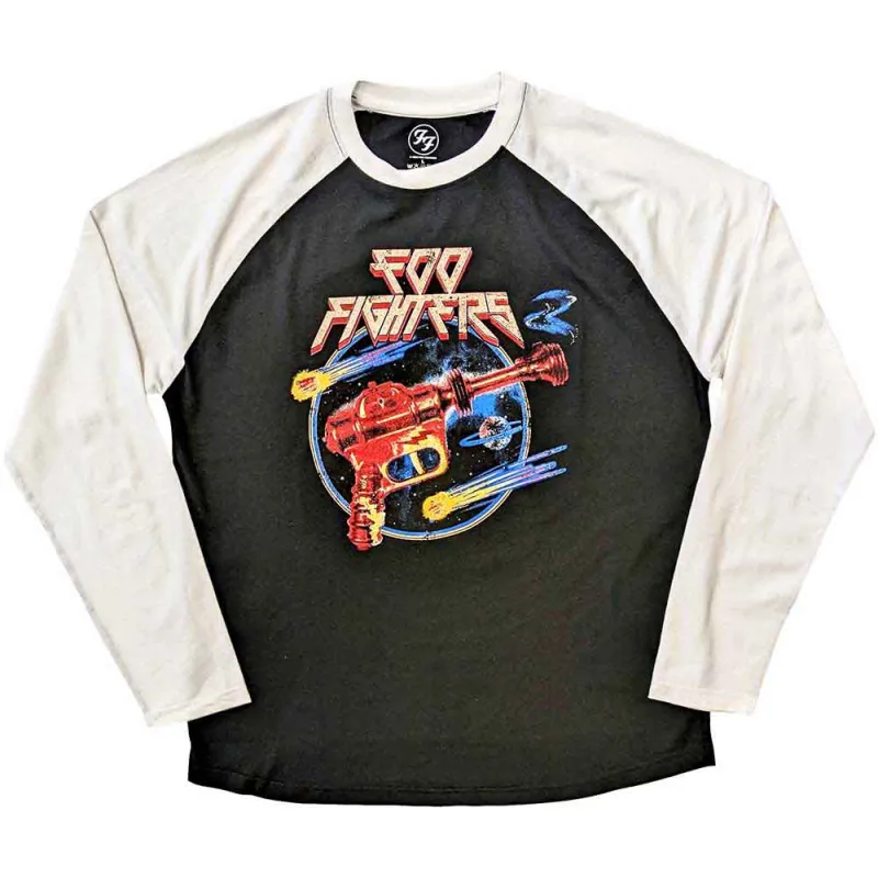 Foo Fighters Unisex Raglan T-Shirt: Ray Gun (Black & White) made by Paradiso Clothing