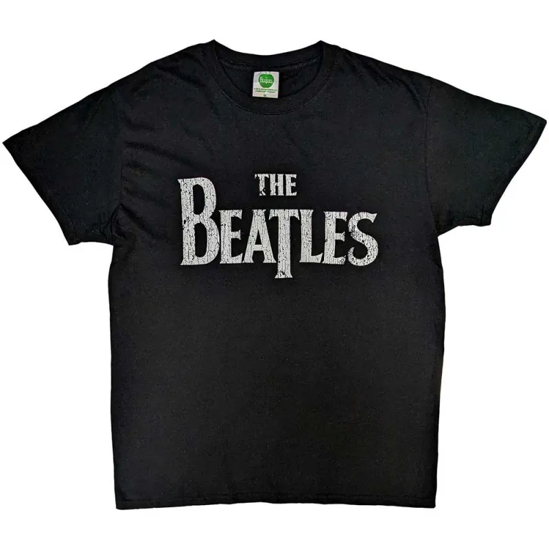The Beatles Unisex T-Shirt: Vintage Drop T Logo (Black) made by The Beatles