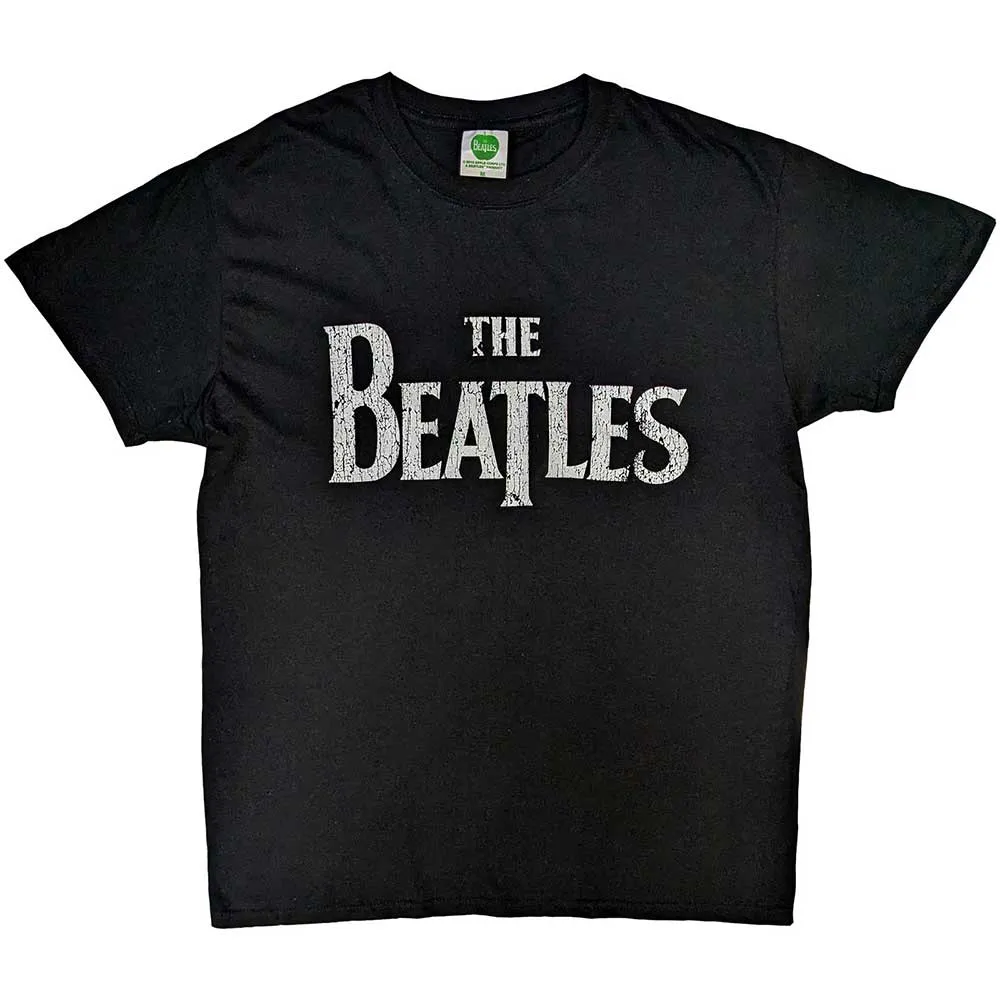 The Beatles Unisex T-Shirt: Vintage Drop T Logo (Black) sold by Paradiso Clothing