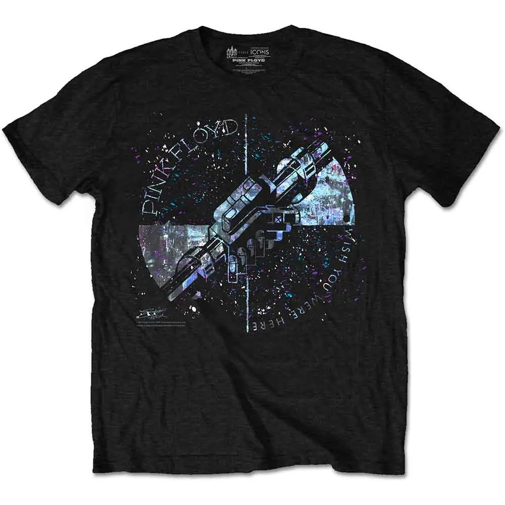 Pink Floyd Unisex T-Shirt: Machine Greeting Blue (Black) sold by Paradiso Clothing