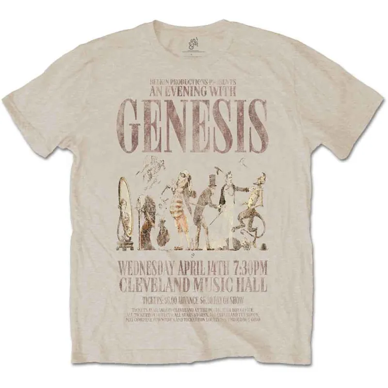 Genesis Unisex T-Shirt: An Evening With (Sand) made by Paradiso Clothing