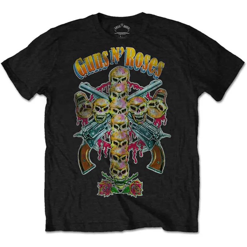 Guns N' Roses Unisex T-Shirt: Skull Cross 80s (Black) made by Paradiso Clothing