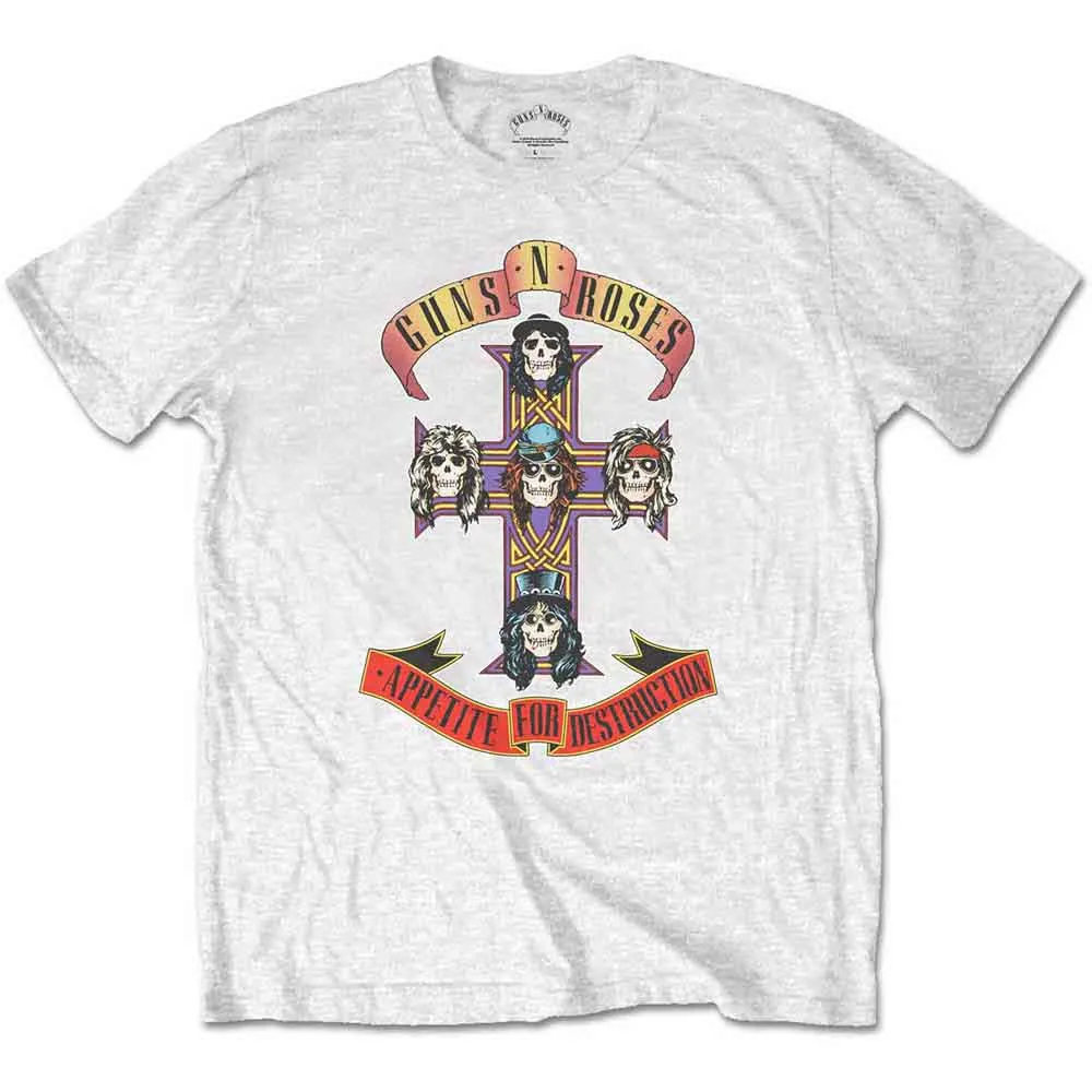 Guns N' Roses Unisex Retail Pack T-Shirt: Appetite for Destruction (White) sold by Paradiso Clothing