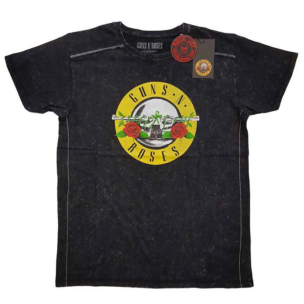 Guns N Roses T Shirt Classic Band Logo new Official Mens Black Snow Wash sold by Paradiso Clothing