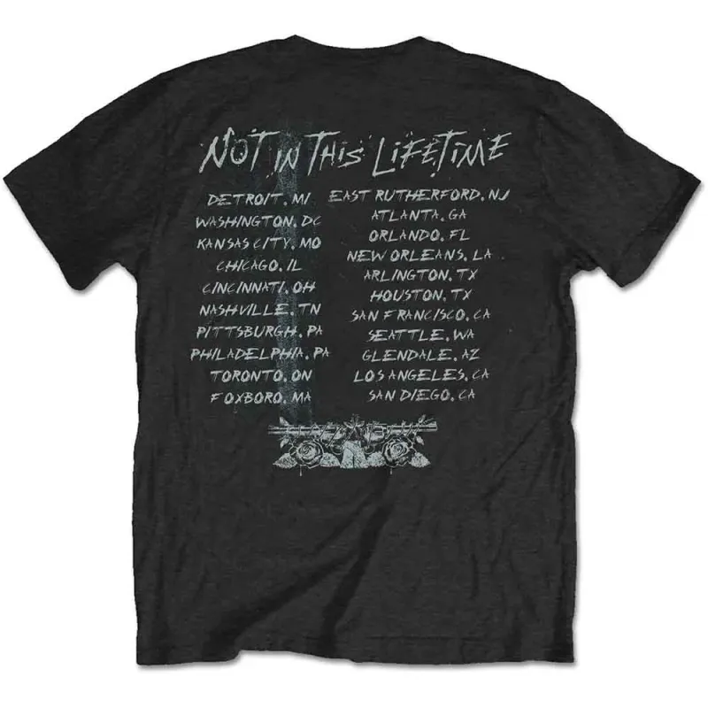 Guns N' Roses Unisex T-Shirt: Not in this Lifetime Tour Xerox (Black) (Back Print) made by Paradiso Clothing