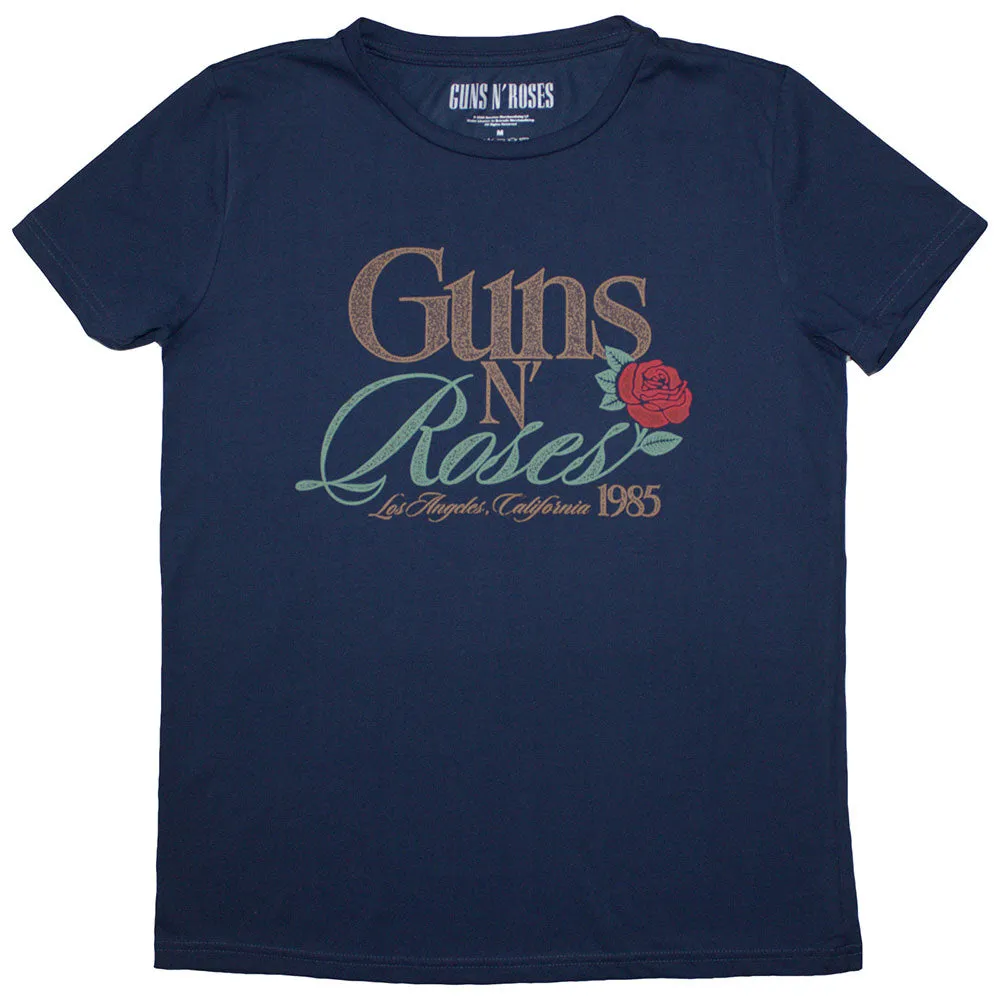 Guns N' Roses Ladies T-Shirt: California 1985 (Denim Blue) sold by Paradiso Clothing