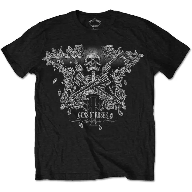 Guns N' Roses Unisex T-Shirt: Skeleton Guns (Black) made by Paradiso Clothing