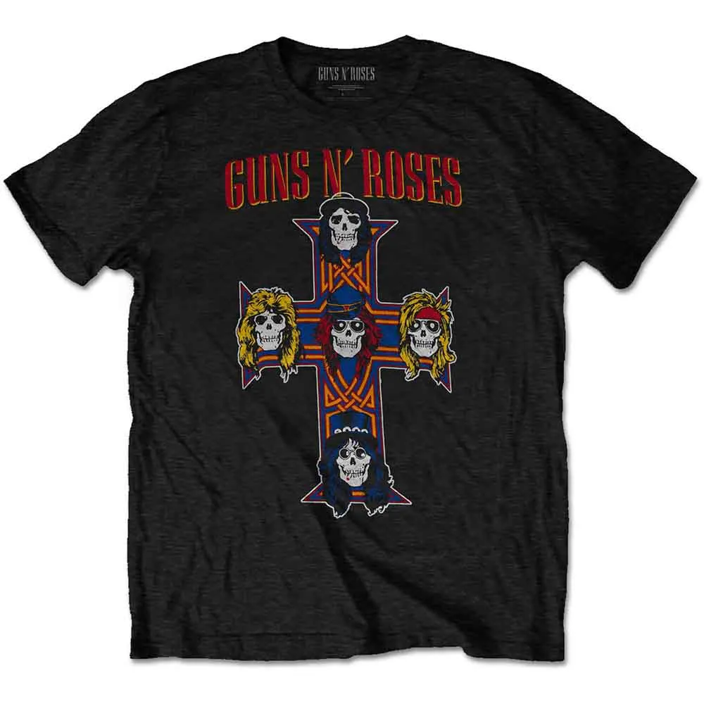 Guns N' Roses Unisex T-Shirt: Vintage Cross (Black) sold by Paradiso Clothing