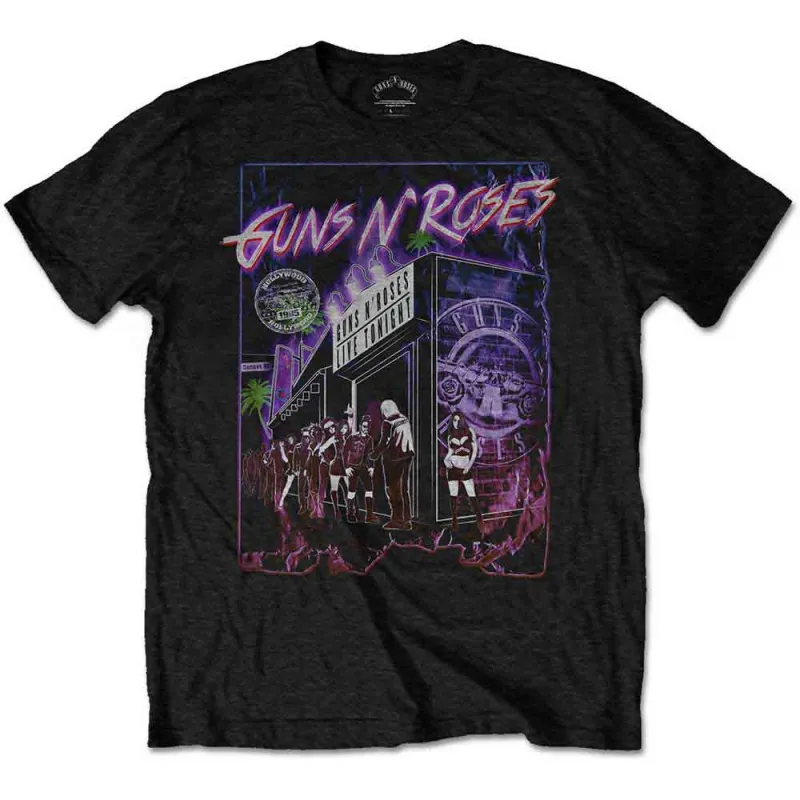 Guns N' Roses Unisex T-Shirt: Sunset Boulevard (Black) made by Paradiso Clothing