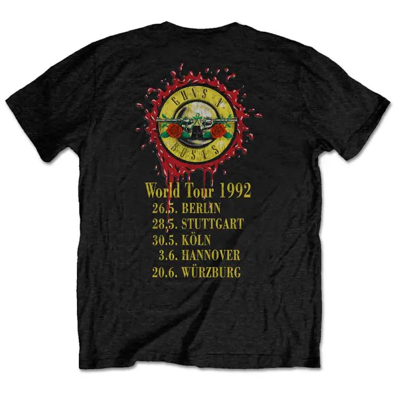 Guns N' Roses Unisex T-Shirt: Use Your Illusion World Tour (Black) (Back Print) made by Paradiso Clothing