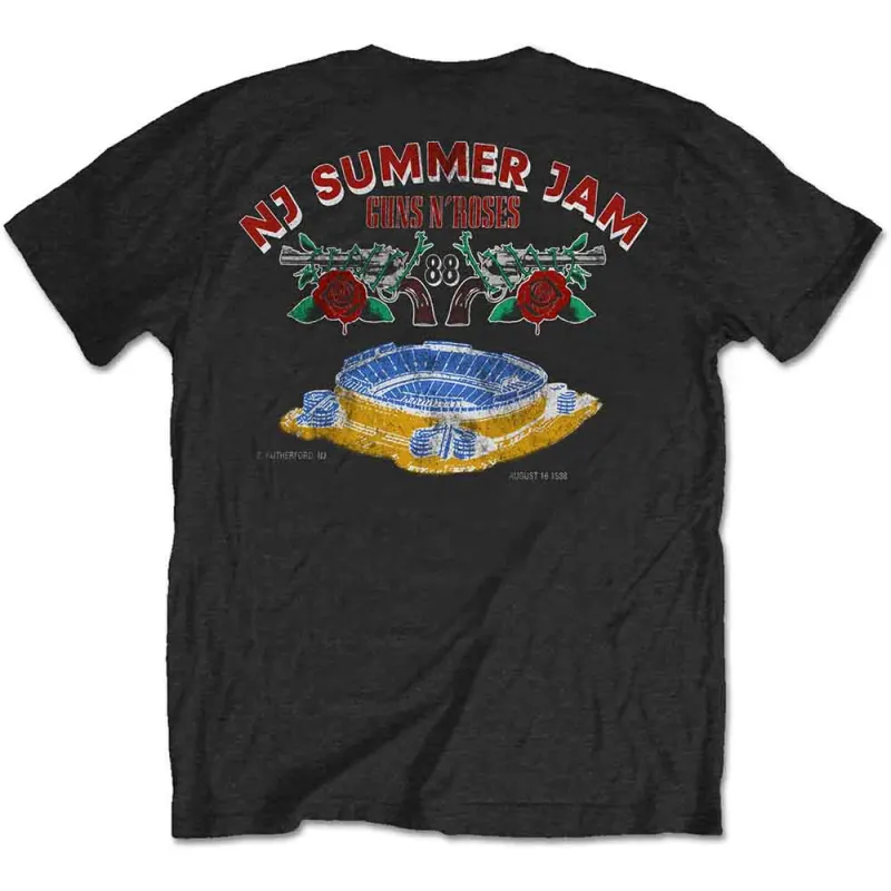 Guns N' Roses Unisex T-Shirt: NJ Summer Jam 1988 (Black) (Back Print) made by Paradiso Clothing