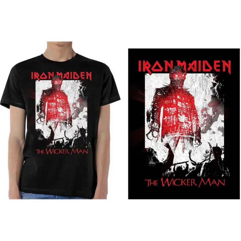 Iron Maiden Unisex T-Shirt: The Wicker Man Smoke (Black) made by Paradiso Clothing