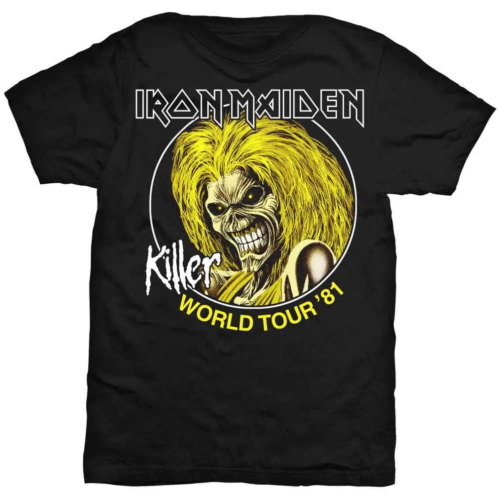 Iron Maiden Unisex T-Shirt: Killer World Tour 81 (Black) sold by Paradiso Clothing