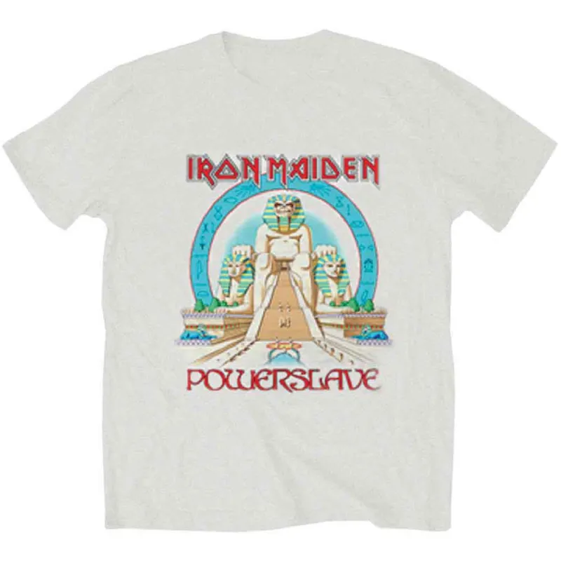 Iron Maiden Unisex T-Shirt: Powerslave Egypt (Heather Grey) sold by Paradiso Clothing