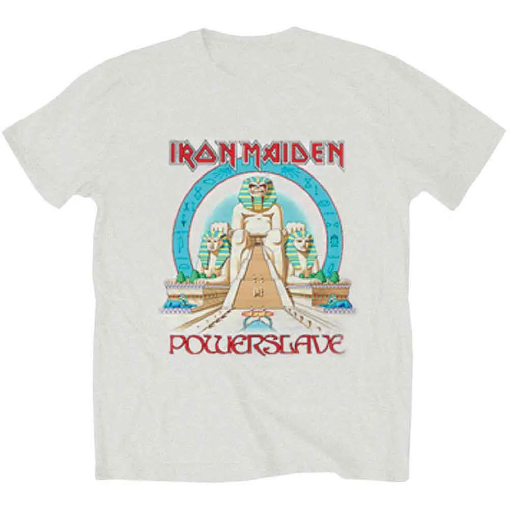Iron Maiden Unisex T-Shirt: Powerslave Egypt (Heather Grey) sold by Paradiso Clothing