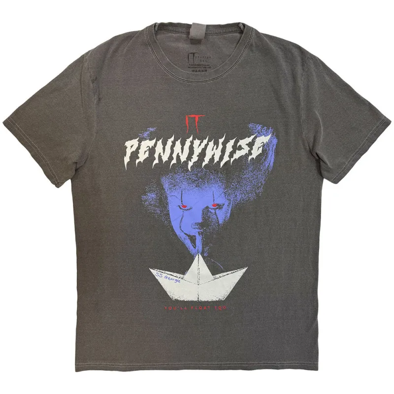 IT Unisex Stone Wash T-Shirt: Pennywise Paper Boat (Black) made by Paradiso Clothing