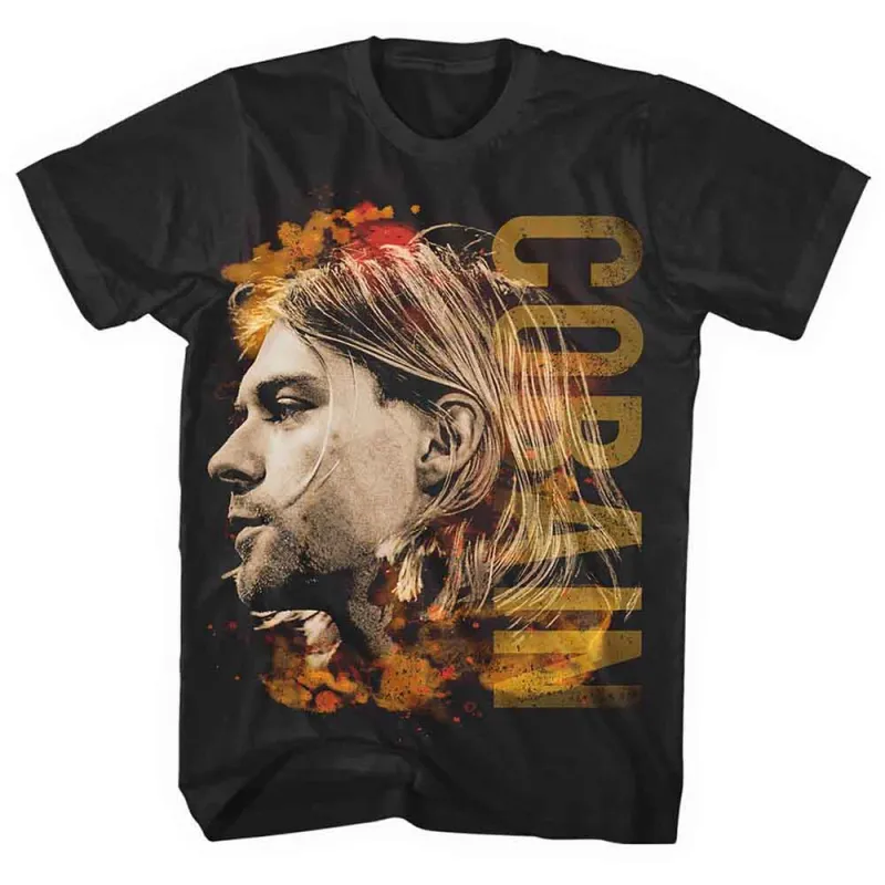 Kurt Cobain Unisex T-Shirt: Coloured Side View (Black) made by Paradiso Clothing