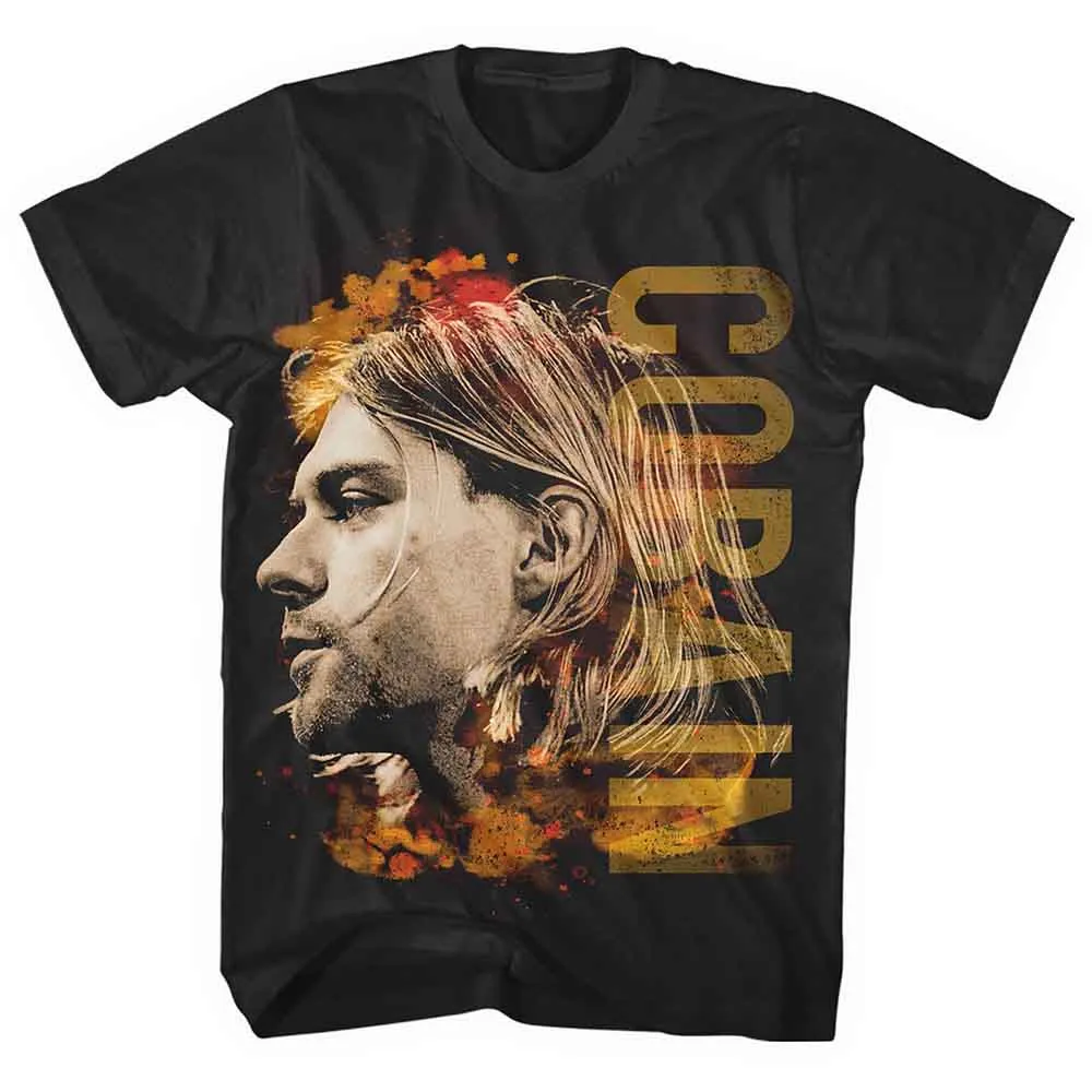 Kurt Cobain Unisex T-Shirt: Coloured Side View (Black) sold by Paradiso Clothing
