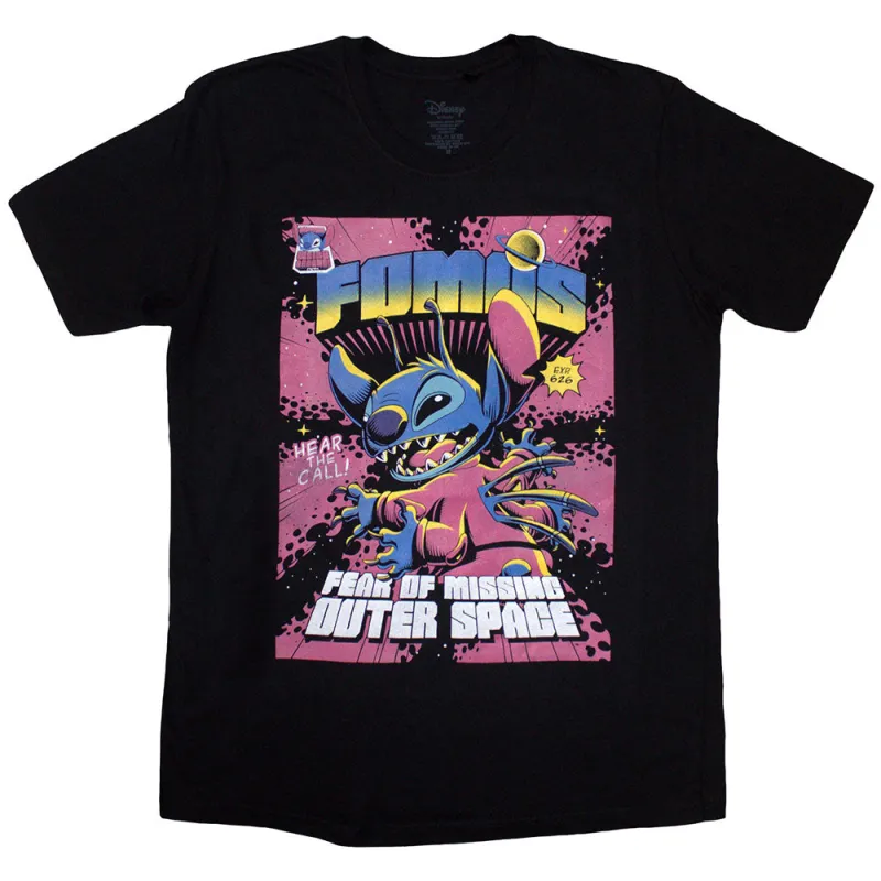 Disney Unisex T-Shirt: Lilo & Stitch FOMOS (Black) made by Paradiso Clothing