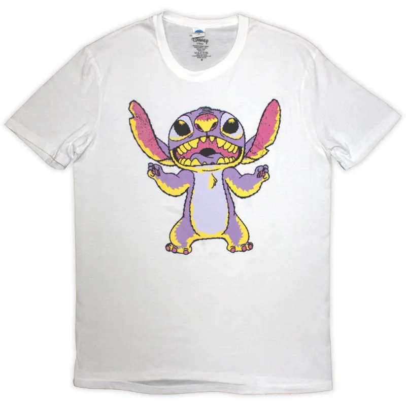 Disney Unisex T-Shirt: Lilo & Stitch Purple Stitch (White) made by Paradiso Clothing
