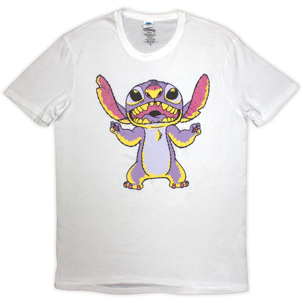 Disney Unisex T-Shirt: Lilo & Stitch Purple Stitch (White) sold by Paradiso Clothing