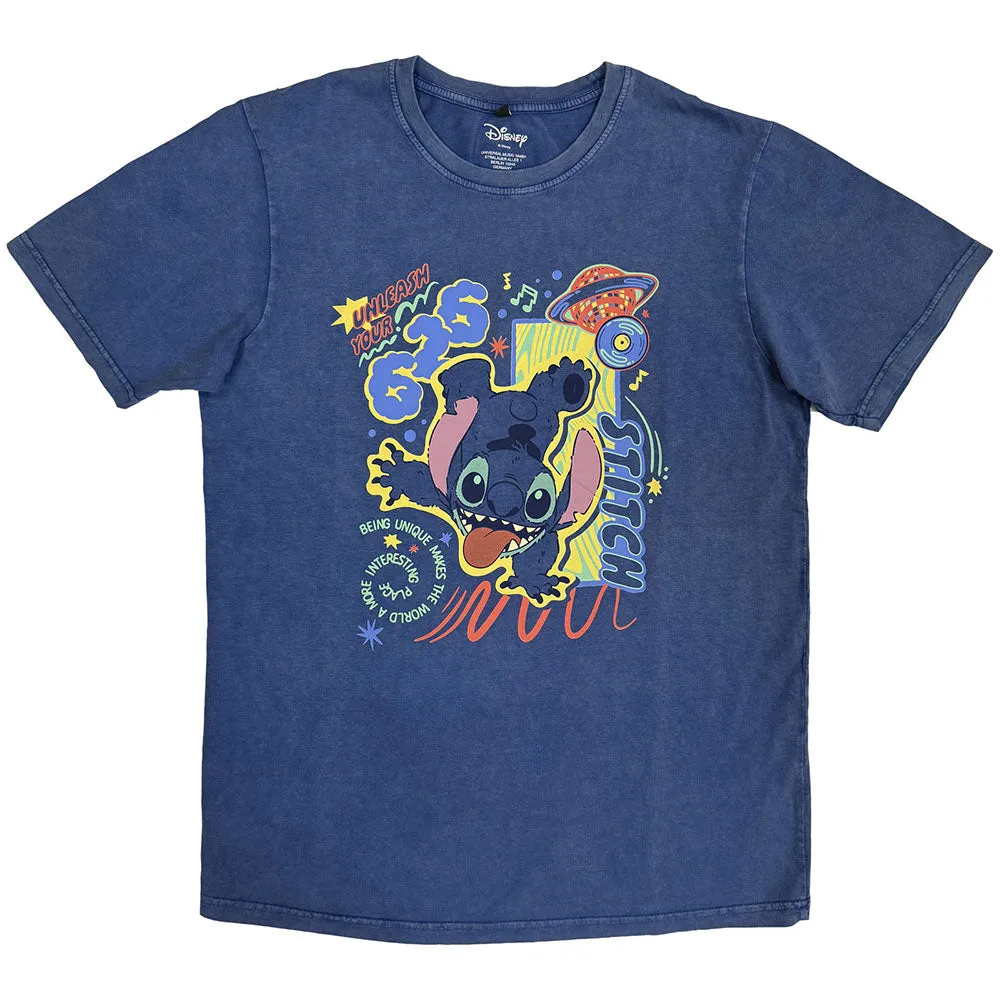 Disney Unisex Stone Wash T-Shirt: Lilo & Stitch 626 Handstand (Denim Blue) sold by Paradiso Clothing