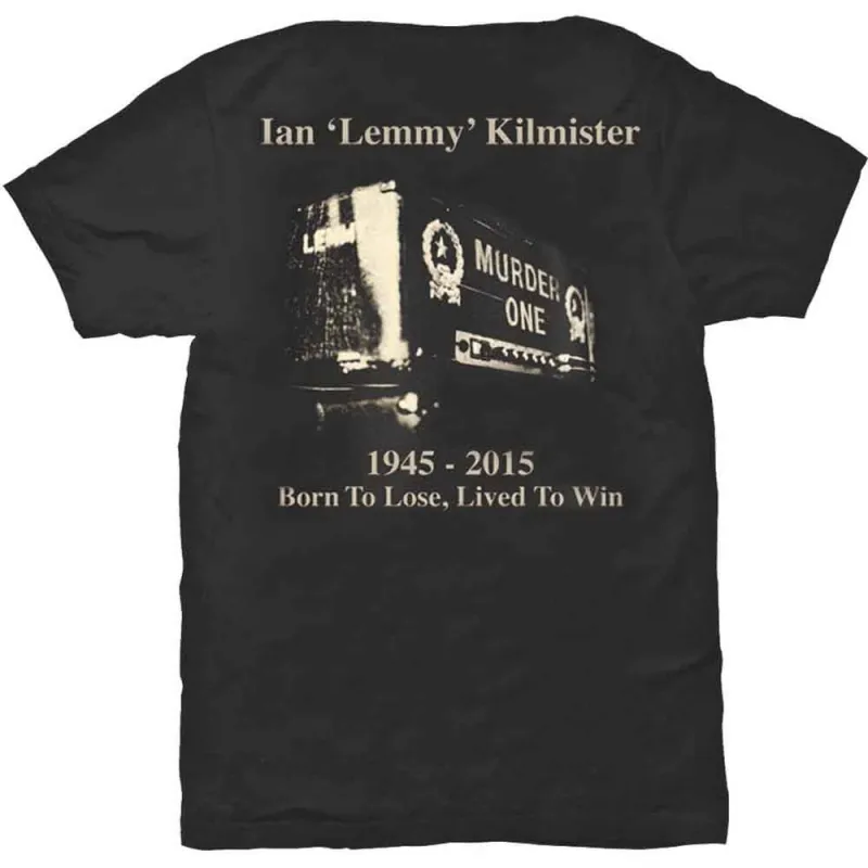Lemmy Unisex T-Shirt: Lived to Win (Black) (Back Print) made by Paradiso Clothing