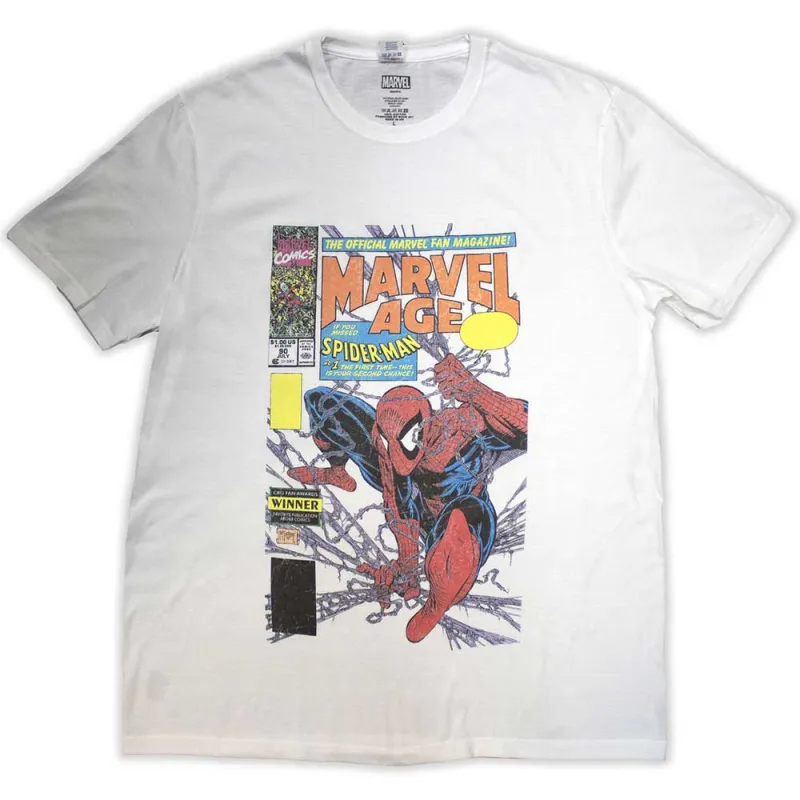 Marvel Comics Unisex T-Shirt: Spider-Man Marvel Age Comic Cover Vintage (White) made by Marvel