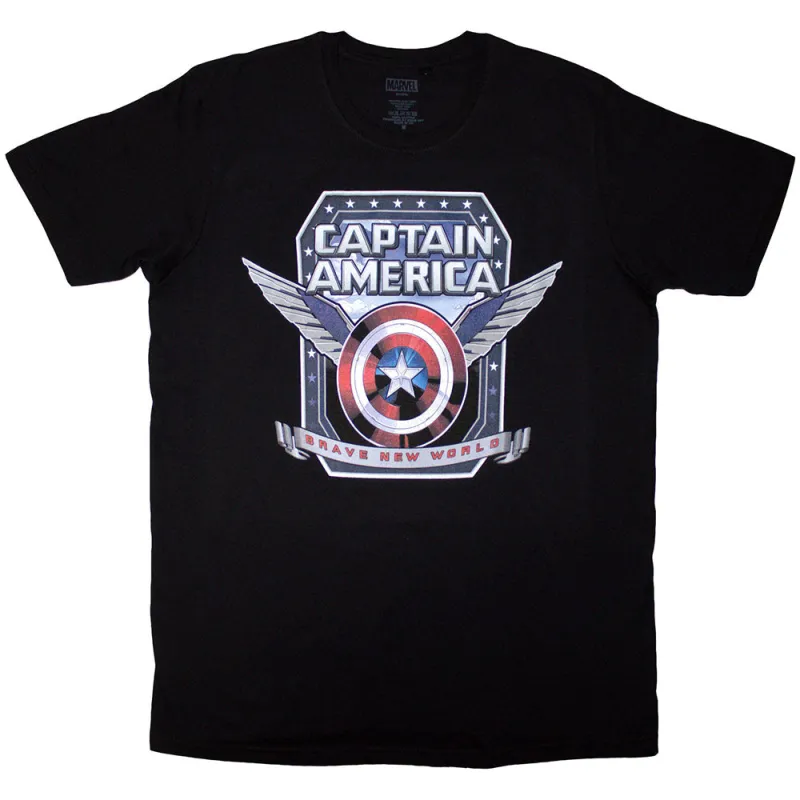 Marvel Comics Unisex T-Shirt: Captain America Brave New World Shield (Black) made by Marvel