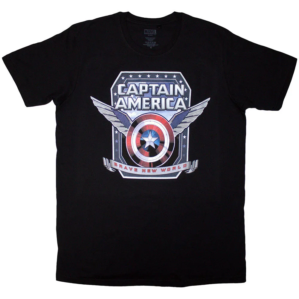 Marvel Comics Unisex T-Shirt: Captain America Brave New World Shield (Black) sold by Paradiso Clothing