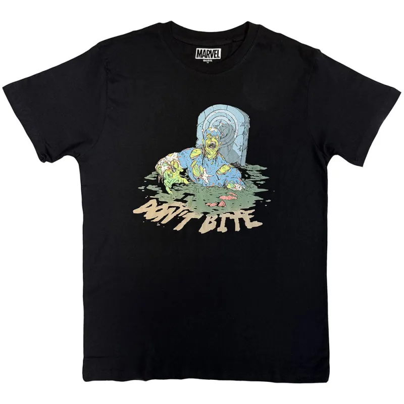 Marvel Comics Unisex T-Shirt: Captain America Zombie (Black) sold by Paradiso Clothing