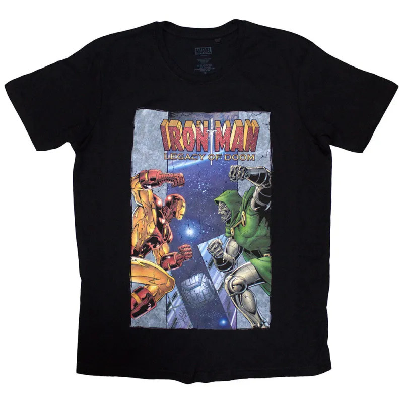 Marvel Comics Unisex T-Shirt: Iron Man vs Dr Doom (Black) made by Marvel
