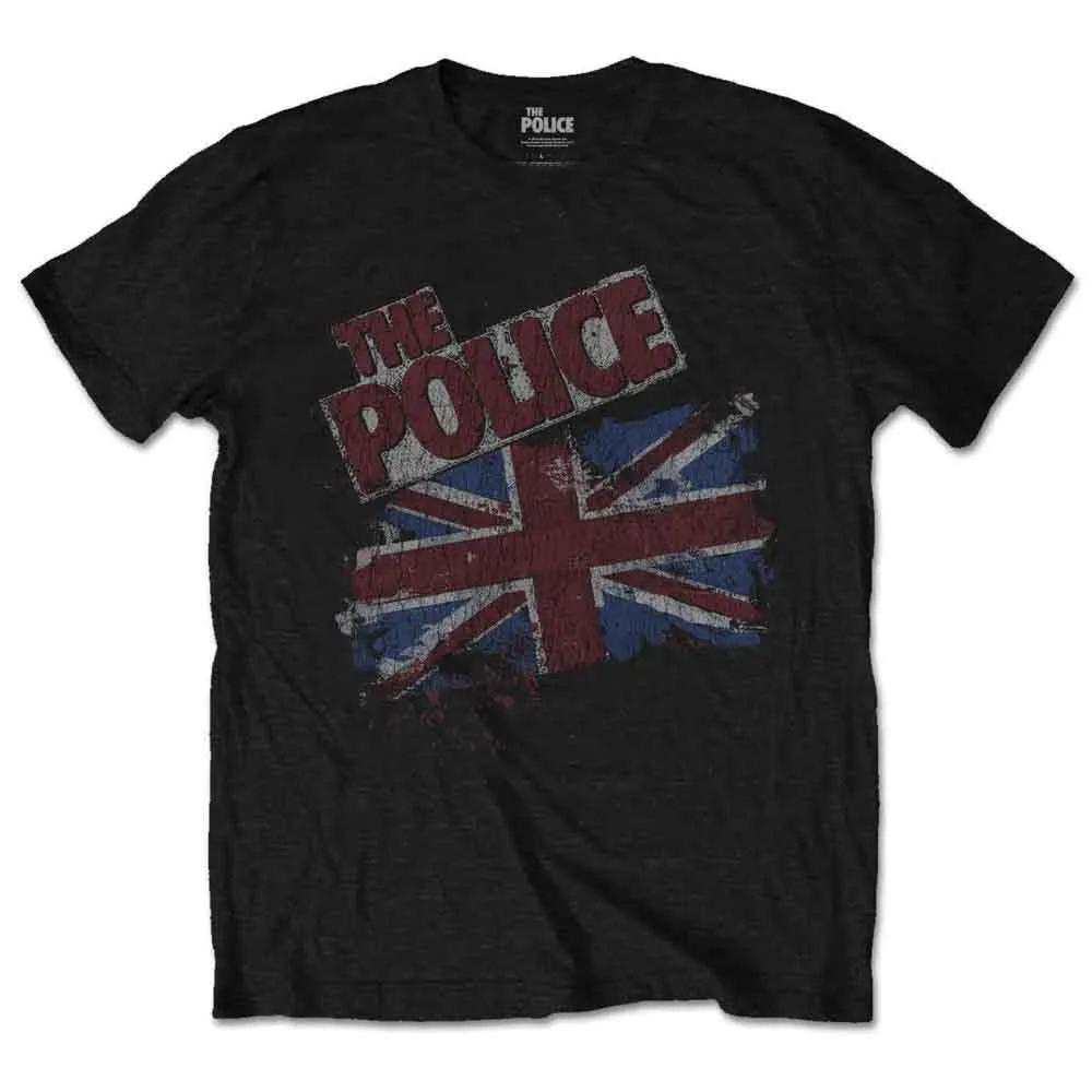 The Police Unisex T-Shirt: Vintage Flag (Black) sold by Paradiso Clothing